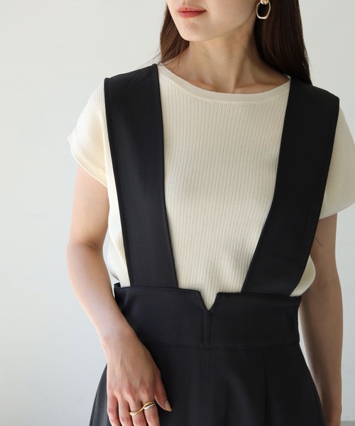 HER CLOSET（ハークローゼット）の「【shemoshelly】ハイウエストコクーンシルエットジャンパースカート（ジャンパースカート・レディース・ブラック/ベージュ・M）」の11枚目の写真