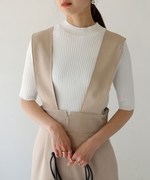 HER CLOSET（ハークローゼット）の「【shemoshelly】ハイウエストコクーンシルエットジャンパースカート（ジャンパースカート・レディース・ブラック/ベージュ・M）」の21枚目の写真