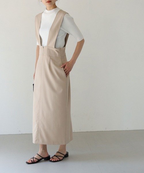 HER CLOSET（ハークローゼット）の「【shemoshelly】ハイウエストコクーンシルエットジャンパースカート（ジャンパースカート・レディース・ブラック/ベージュ・M）」の20枚目の写真