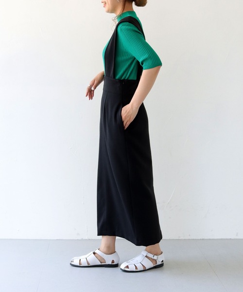 HER CLOSET（ハークローゼット）の「【shemoshelly】ハイウエストコクーンシルエットジャンパースカート（ジャンパースカート・レディース・ブラック/ベージュ・M）」の16枚目の写真