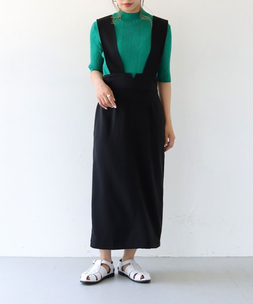 HER CLOSET（ハークローゼット）の「【shemoshelly】ハイウエストコクーンシルエットジャンパースカート（ジャンパースカート・レディース・ブラック/ベージュ・M）」の15枚目の写真