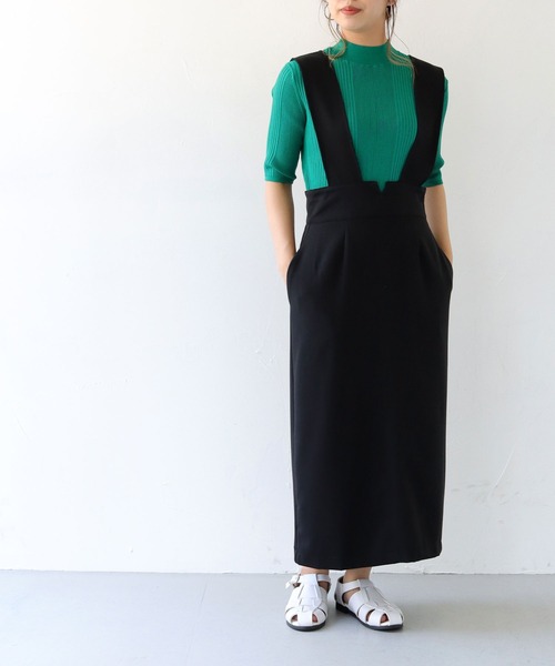 HER CLOSET（ハークローゼット）の「【shemoshelly】ハイウエストコクーンシルエットジャンパースカート（ジャンパースカート・レディース・ブラック/ベージュ・M）」の18枚目の写真