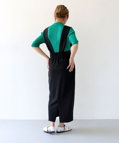 HER CLOSET（ハークローゼット）の「【shemoshelly】ハイウエストコクーンシルエットジャンパースカート（ジャンパースカート・レディース・ブラック/ベージュ・M）」の17枚目の写真