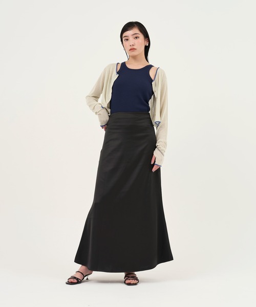 TINA:JOJUN(ティーナジョジュン)の「バイカラー シアーカーディガン TINA:JOJUN(カーディガン/ボレロ・レディース・グレイッシュベージュ/ブラウン/ブラック/ライトグレー/ピンク/ネイビー・M)」の8枚目の写真