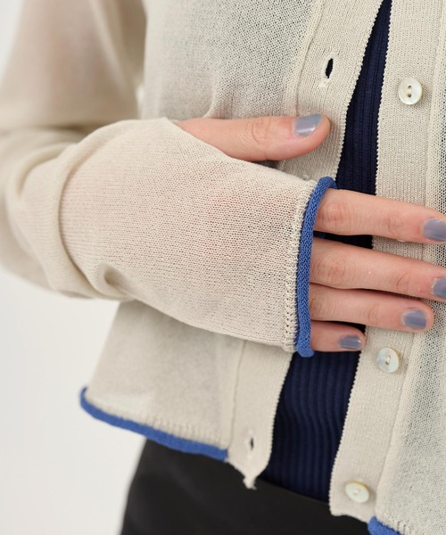 カーディガン バイカラーシアーカーディガン レディース bicolor sheer knit cardigan／バイカラーシアーカーディガン