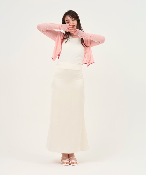 TINA:JOJUN(ティーナジョジュン)の「バイカラー シアーカーディガン TINA:JOJUN(カーディガン/ボレロ・レディース・グレイッシュベージュ/ブラウン/ブラック/ライトグレー/ピンク/ネイビー・M)」の16枚目の写真