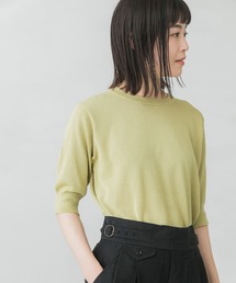 コットンシルクリネン5分袖ニット