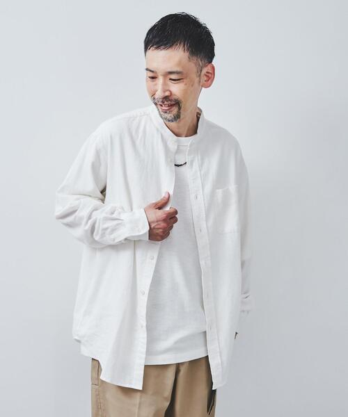 coen(コーエン)の「ウィンターリネンバンドカラーシャツ(シャツ/ブラウス・メンズ・オフホワイト/ブラウン/ダークグレー/ベージュ/ネイビー/ターコイズブルー・X-LARGE/LARGE/MEDIUM/SMALL)」の20枚目の写真