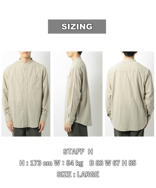 coen(コーエン)の「ウィンターリネンバンドカラーシャツ(シャツ/ブラウス・メンズ・オフホワイト/ブラウン/ダークグレー/ベージュ/ネイビー/ターコイズブルー・X-LARGE/LARGE/MEDIUM/SMALL)」の14枚目の写真