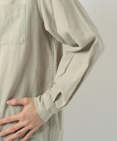 coen(コーエン)の「ウィンターリネンバンドカラーシャツ(シャツ/ブラウス・メンズ・オフホワイト/ブラウン/ダークグレー/ベージュ/ネイビー/ターコイズブルー・X-LARGE/LARGE/MEDIUM/SMALL)」の16枚目の写真