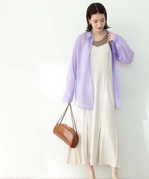 N.(N. Natural Beauty Basic)(エヌエヌナチュラルビューティーベーシック)の「◆プリーツマーメイドキャミワンピース(ワンピース・レディース・ブラック/オフホワイト/ライトグリーン・MEDIUM)」の1枚目の写真