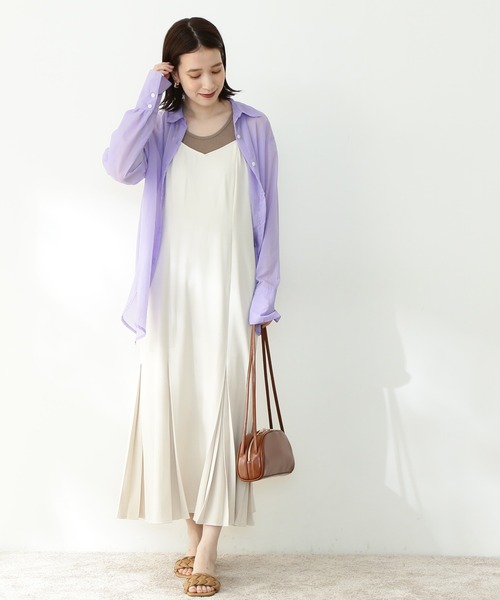 N.(N. Natural Beauty Basic)(エヌエヌナチュラルビューティーベーシック)の「◆プリーツマーメイドキャミワンピース(ワンピース・レディース・ブラック/オフホワイト/ライトグリーン・MEDIUM)」の10枚目の写真
