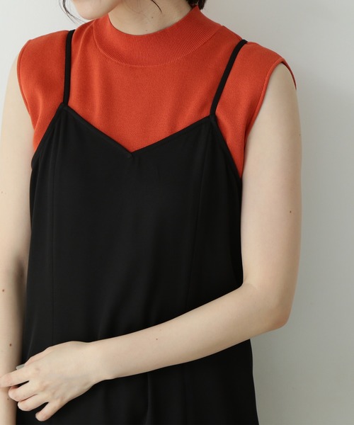 N.(N. Natural Beauty Basic)(エヌエヌナチュラルビューティーベーシック)の「◆プリーツマーメイドキャミワンピース(ワンピース・レディース・ブラック/オフホワイト/ライトグリーン・MEDIUM)」の7枚目の写真