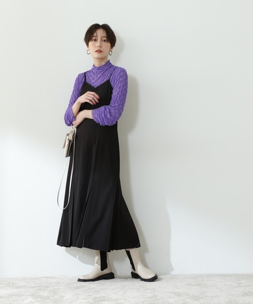 N.(N. Natural Beauty Basic)(エヌエヌナチュラルビューティーベーシック)の「◆プリーツマーメイドキャミワンピース(ワンピース・レディース・ブラック/オフホワイト/ライトグリーン・MEDIUM)」の15枚目の写真