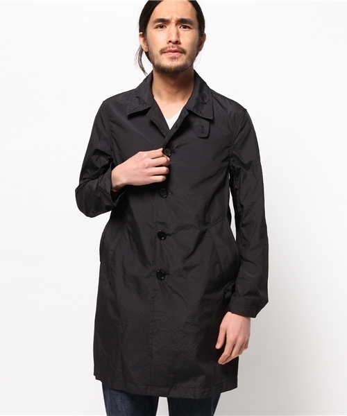 EDIFICE（エディフィス）の「◇メモリーサッカーステンコート（ステンカラーコート・メンズ・ブラック/ネイビー・44/46/48/50）」の2枚目の写真