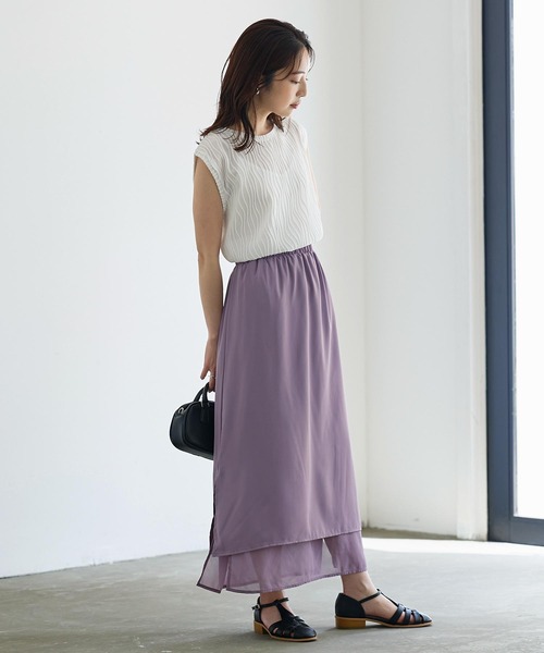 KOBE LETTUCE（コウベレタス）の「ウェーブタックノースリーブトップス[C6369]（Tシャツ/カットソー・レディース・オフホワイト/ベージュ/ブラック・FREE）」の8枚目の写真