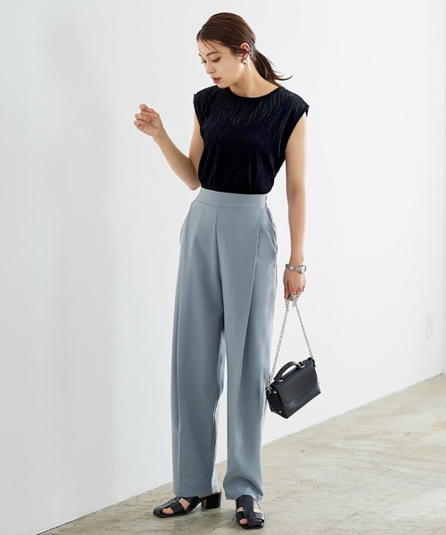 KOBE LETTUCE（コウベレタス）の「ウェーブタックノースリーブトップス[C6369]（Tシャツ/カットソー・レディース・オフホワイト/ベージュ/ブラック・FREE）」の7枚目の写真