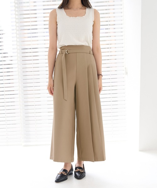 CHAN ME（チャンミ）の「ベルト付サイドプリーツワイドパンツ（その他パンツ・レディース・ブラック/モカ・MEDIUM/LARGE）」の5枚目の写真