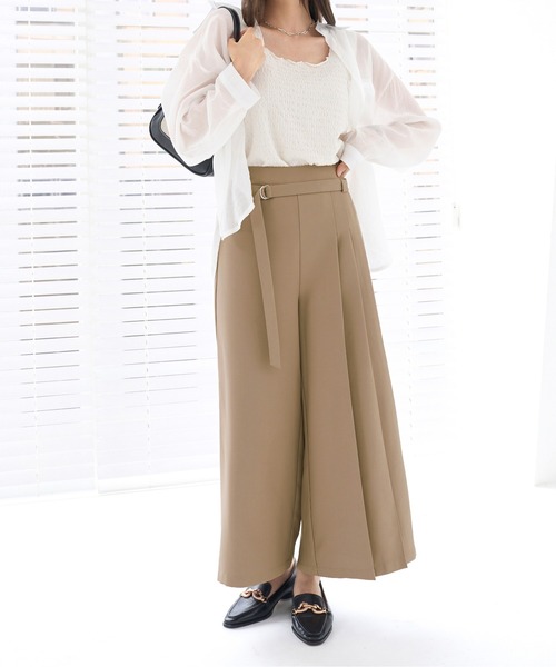 CHAN ME（チャンミ）の「ベルト付サイドプリーツワイドパンツ（その他パンツ・レディース・ブラック/モカ・MEDIUM/LARGE）」の7枚目の写真