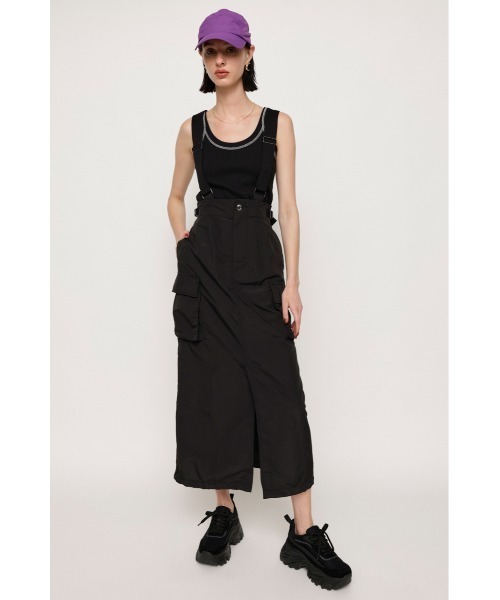 SLY（スライ）の「HW 2WAY WORK J/SK ハイウェスト ワーク ジャンパースカート（ジャンパースカート・レディース・ブラック/キャメル・1/2）」の2枚目の写真