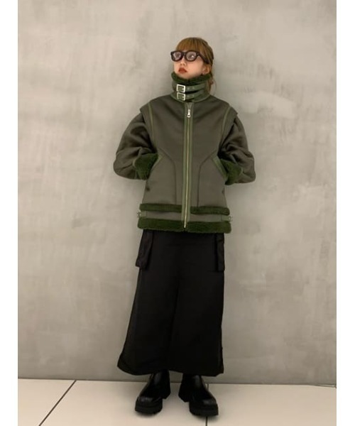 SLY（スライ）の「HW 2WAY WORK J/SK ハイウェスト ワーク ジャンパースカート（ジャンパースカート・レディース・ブラック/キャメル・1/2）」の20枚目の写真