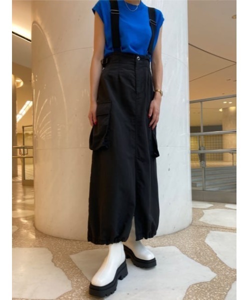 SLY（スライ）の「HW 2WAY WORK J/SK ハイウェスト ワーク ジャンパースカート（ジャンパースカート・レディース・ブラック/キャメル・1/2）」の21枚目の写真