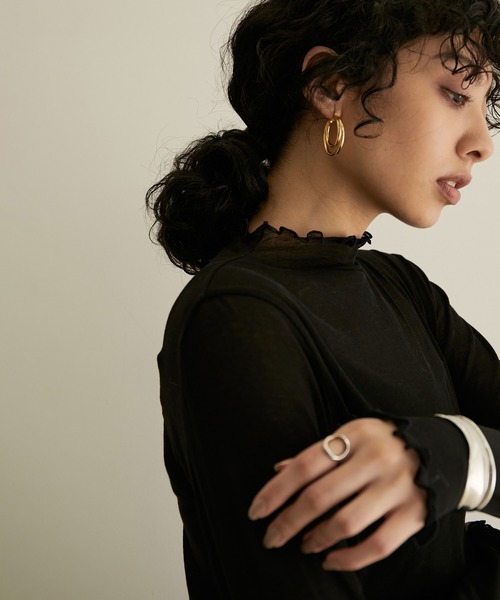 SALON adam et rope'（サロン アダム エ ロペ）の「シアーボトルネックメロウプルオーバー（Tシャツ/カットソー・レディース・ホワイト/チャコールグレー/ブラック・FREE）」の9枚目の写真