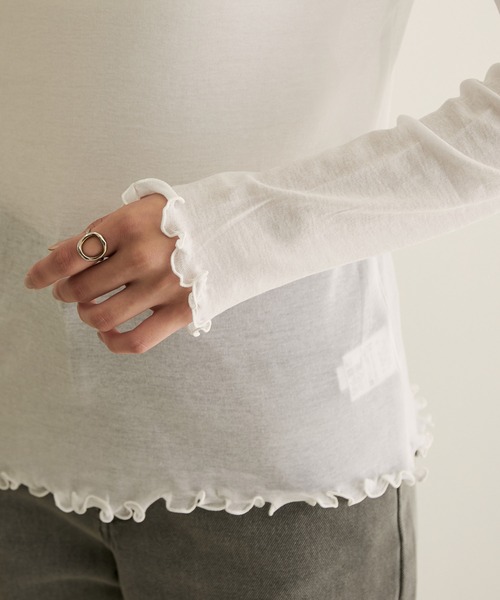 SALON adam et rope'（サロン アダム エ ロペ）の「シアーボトルネックメロウプルオーバー（Tシャツ/カットソー・レディース・ホワイト/チャコールグレー/ブラック・FREE）」の19枚目の写真