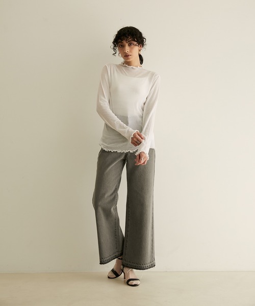 SALON adam et rope'（サロン アダム エ ロペ）の「シアーボトルネックメロウプルオーバー（Tシャツ/カットソー・レディース・ホワイト/チャコールグレー/ブラック・FREE）」の13枚目の写真