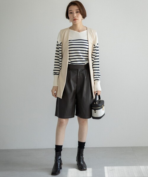 THE SHOP TK (ザ ショップ ティーケー )の「◆【レザー見え】バックルベルト付ベスト(ベスト・レディース・オフホワイト/ブラウン系・12)」の3枚目の写真