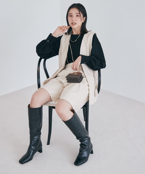 THE SHOP TK (ザ ショップ ティーケー )の「◆【レザー見え】バックルベルト付ベスト(ベスト・レディース・オフホワイト/ブラウン系・12)」の12枚目の写真