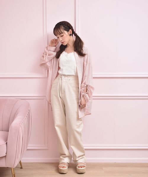 ems excite（エムズエキサイト）の「袖ドロストストライプSH（シャツ/ブラウス・レディース・グリーン系その他/イエロー系その他/ピンク系その他・FREE）」の8枚目の写真