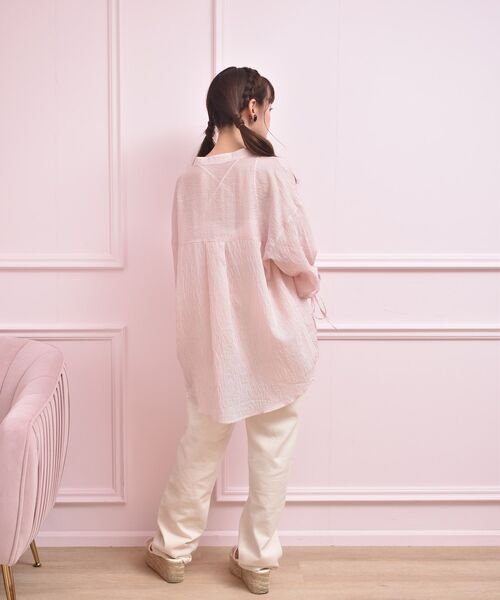 ems excite（エムズエキサイト）の「袖ドロストストライプSH（シャツ/ブラウス・レディース・グリーン系その他/イエロー系その他/ピンク系その他・FREE）」の9枚目の写真