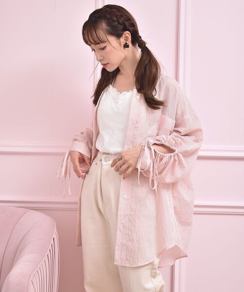 ems excite（エムズエキサイト）の「袖ドロストストライプSH（シャツ/ブラウス・レディース・グリーン系その他/イエロー系その他/ピンク系その他・FREE）」の11枚目の写真