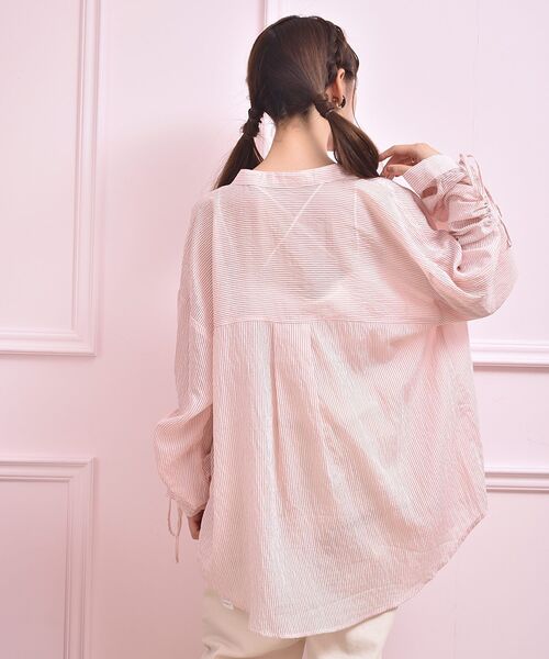 ems excite（エムズエキサイト）の「袖ドロストストライプSH（シャツ/ブラウス・レディース・グリーン系その他/イエロー系その他/ピンク系その他・FREE）」の12枚目の写真