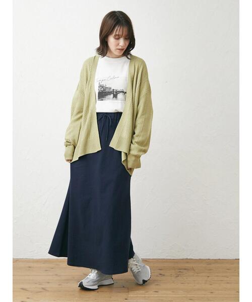 Green　Parks（グリーンパークス）の「ミニ裏毛マキシスカート（スカート・レディース・ネイビー/アイボリー/チャコールグレー・FREE）」の5枚目の写真
