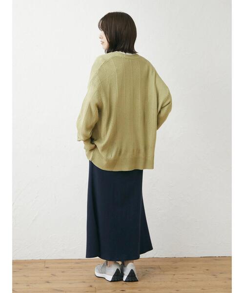 Green　Parks（グリーンパークス）の「ミニ裏毛マキシスカート（スカート・レディース・ネイビー/アイボリー/チャコールグレー・FREE）」の7枚目の写真