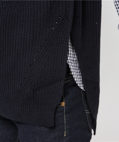 DISCOAT（ディスコート）の「【Discoat】アイレット入りロングベスト（ニット/セーター・レディース・ライトグレー/ネイビー/アイボリー・ﾌﾘ-）」の10枚目の写真