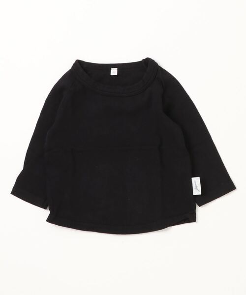 JIPPON（ジポン）の「ムジラグランロンT/日本製（80～140cm）（Tシャツ/カットソー・キッズ・ブラック/オフホワイト/杢グレー/ラベンダー/グリーン/マスタード・90/100/110/120/80/95/130/140）」の3枚目の写真