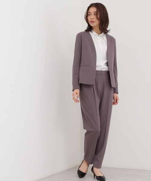 NATURAL BEAUTY BASIC(ナチュラルビューティーベーシック)の「<コスミカルウォームライトセットアップ>ノーカラージャケット(ノーカラージャケット・レディース・グレー/ネイビー・SMALL/MEDIUM)」の7枚目の写真