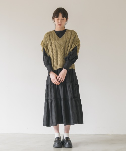 idem(イデム)の「fringe knit vest/フリンジニットベスト(ベスト・レディース・アイボリー/モカ・FREE)」の19枚目の写真