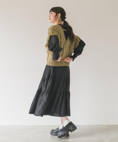 idem(イデム)の「fringe knit vest/フリンジニットベスト(ベスト・レディース・アイボリー/モカ・FREE)」の20枚目の写真