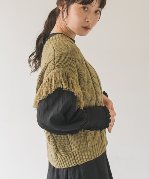 idem(イデム)の「fringe knit vest/フリンジニットベスト(ベスト・レディース・アイボリー/モカ・FREE)」の21枚目の写真