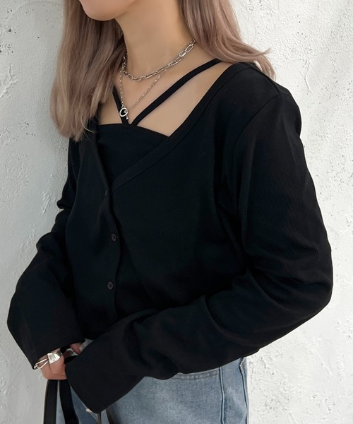 apres jour mignon(アプレジュールミニョン)の「ロングスリーブカーデ+キャミセット【ZOZOTOWN限定アイテム】(カーディガン/ボレロ・レディース・パープル/アイボリー/ブラック/マスタード・X-LARGE/フリー)」の14枚目の写真