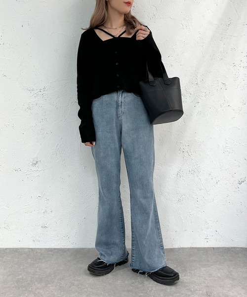 apres jour mignon(アプレジュールミニョン)の「ロングスリーブカーデ+キャミセット【ZOZOTOWN限定アイテム】(カーディガン/ボレロ・レディース・パープル/アイボリー/ブラック/マスタード・X-LARGE/フリー)」の17枚目の写真