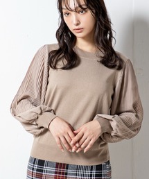ジョーゼットプリーツスリーブニット
