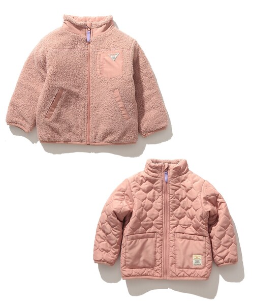 SHOO・LA・RUE(シューラルー)の「【100-150cm/撥水】キルト×ボアリバーシブルブルゾン(ブルゾン・キッズ・ピンク系/ブラウン系その他/チャコールグレー/アイボリー・14/13/15 /11/12/10)」の4枚目の写真