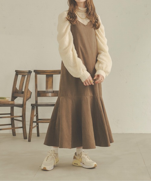 Ambre Neige（アンブルネージュ）の「起毛マーメイドキャミワンピース／【WEB/EC限定商品】（ワンピース・レディース・ダークブラウン/ブラック/ライトブラウン・FREE）」の2枚目の写真