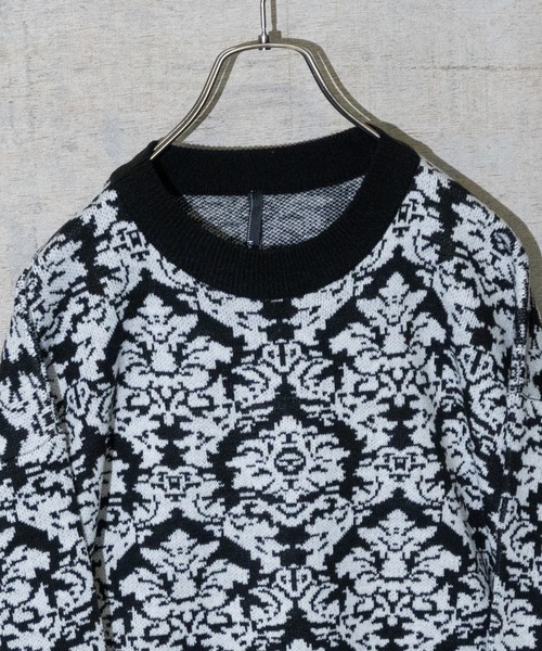 JOHN'S CLOSET(ジョンズクローゼット)の「【i】ダマスクジャガード クルーネック ニット(ニット/セーター・メンズ・グリーン/ブラック/ベージュ・LARGE/X-LARGE/MEDIUM)」の10枚目の写真