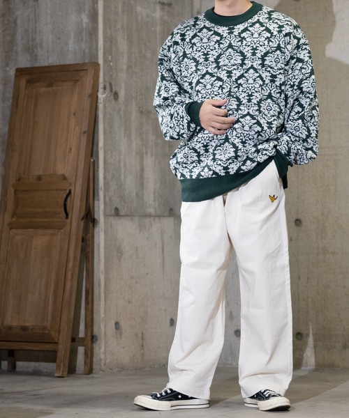 JOHN'S CLOSET(ジョンズクローゼット)の「【i】ダマスクジャガード クルーネック ニット(ニット/セーター・メンズ・グリーン/ブラック/ベージュ・LARGE/X-LARGE/MEDIUM)」の7枚目の写真